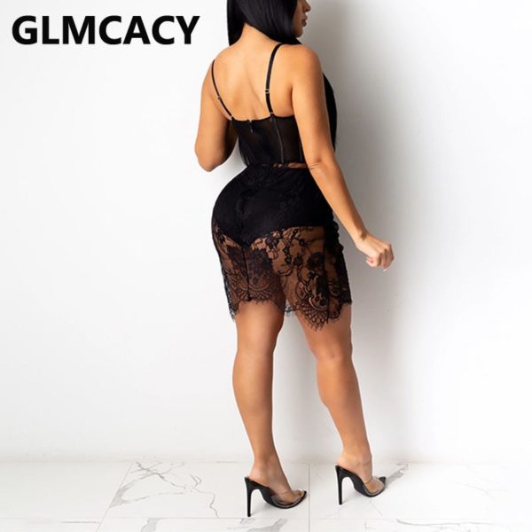 Eyelash Lace Bodice Sheer Mesh Dress - Billede 2