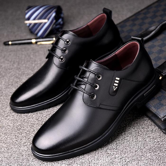 Men Microfiber Leather Non Slip Business Comfy Formal Shoes - Billede 2