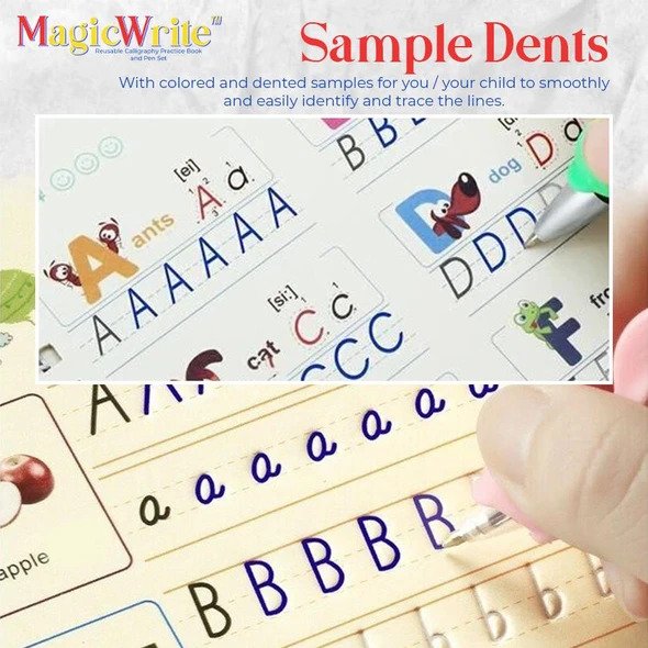 MagicWrite Reusable Calligraphy Practice Book and Pen Set - Billede 3