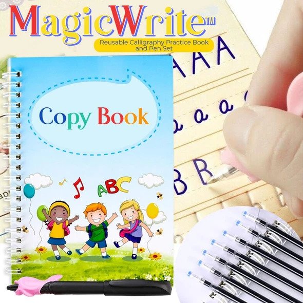 MagicWrite Reusable Calligraphy Practice Book and Pen Set - Billede 4